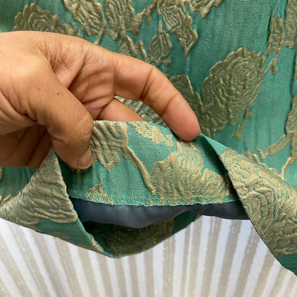 Vintage handmade teal and gold dress in beautiful condition - Picture 4 of 4